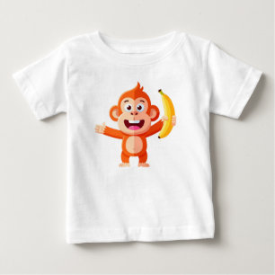 Glücklicher kleiner Affe mit Banane Baby T-shirt