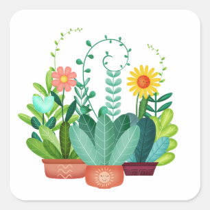 Glücklicher Kleiner Garten Quadratischer Aufkleber