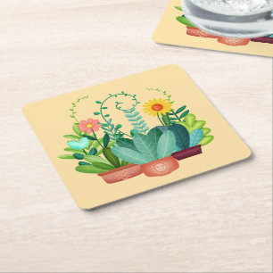 Glücklicher Kleiner Garten Rechteckiger Pappuntersetzer