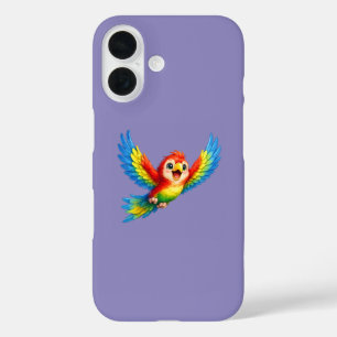 Glücklicher kleiner Papagei Cartoon-Kunst für Kind iPhone 16 Hülle