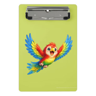 Glücklicher kleiner Papagei Cartoon-Kunst für Kind Mini Klemmbrett