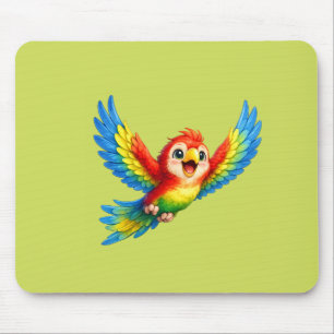 Glücklicher kleiner Papagei Cartoon-Kunst für Kind Mousepad