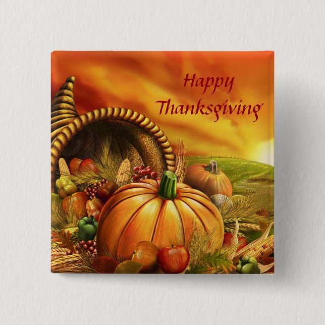 Glücklicher Knopf des Erntedank-2 Button (Vorderseite)