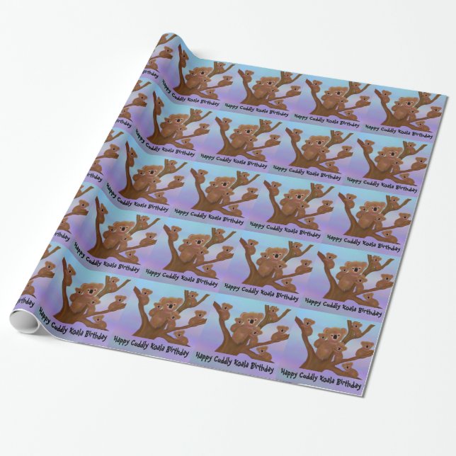 Glücklicher knuddeliger Koala-Geburtstag Geschenkpapier (Ungerollt)