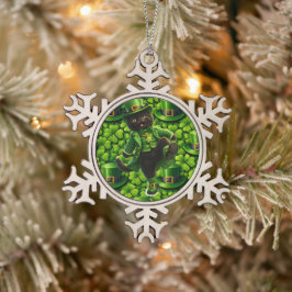 Glücklicher Kobold schwarze Katze Schneeflocken We Zinn-Ornament
