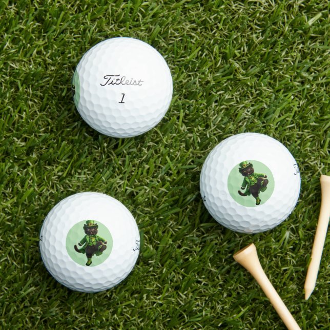 Glücklicher Kobold schwarze Katze St. Patrick's Da Golfball (Insitu Gras)