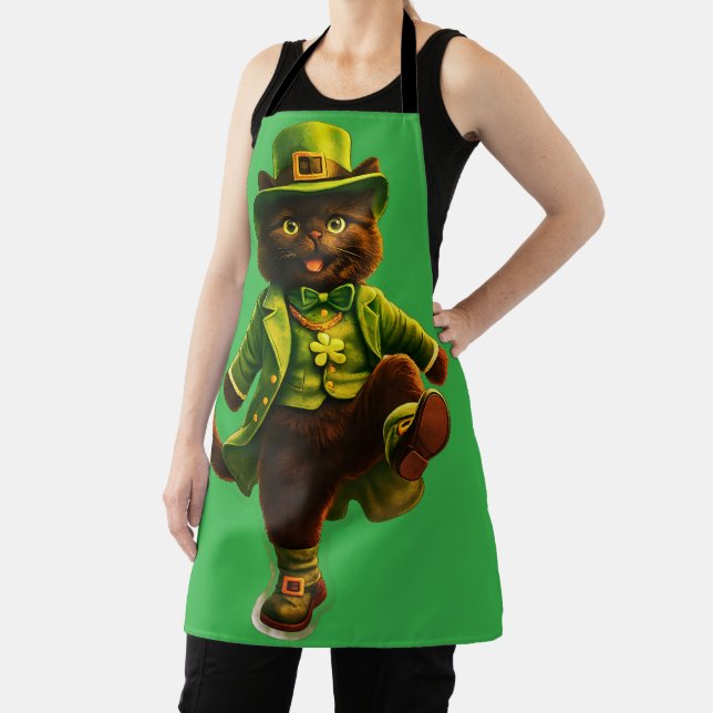Glücklicher Kobold schwarze Katze St. Patrick's Da Schürze (InSitu)