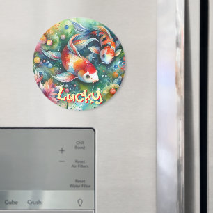 Glücklicher Koi-Fisch Whimsical Watercolor Persona Magnet