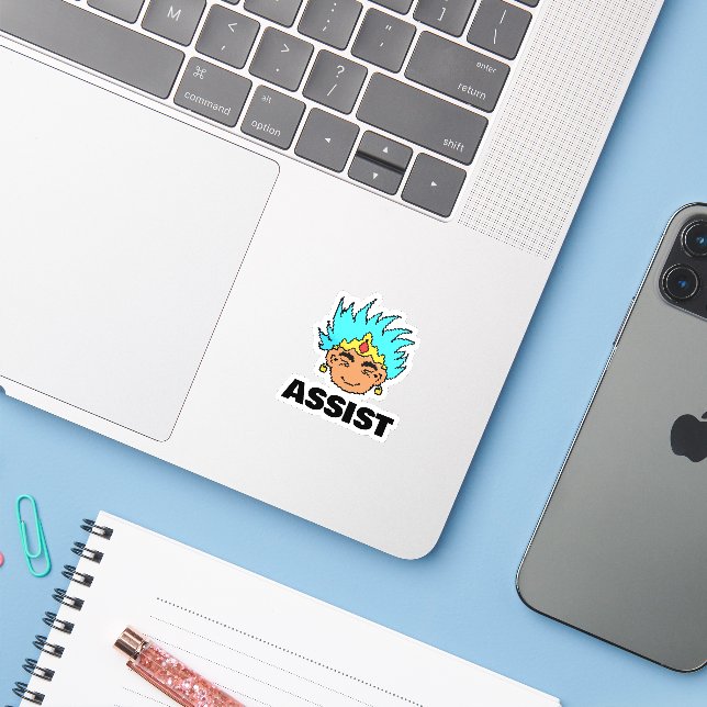 Glücklicher König Eric | Gamer Assist Feier Aufkleber (Laptop mit iPhone)