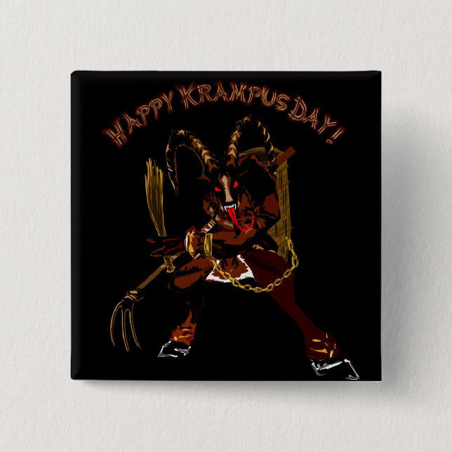 Glücklicher Krampus Tagesknopf Button (Vorderseite)