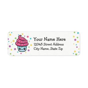 Glücklicher Kuchen-Rücksendeadressen-Aufkleber