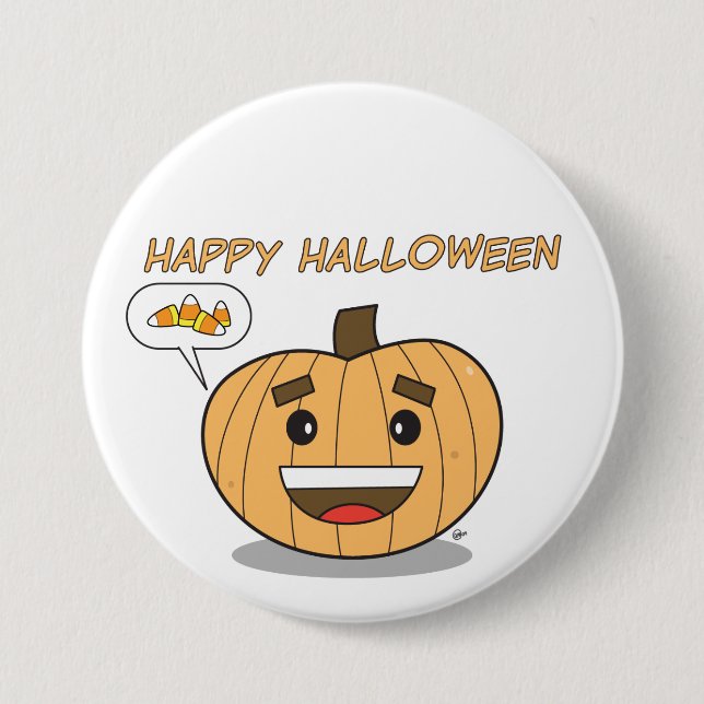 Glücklicher Kürbis Halloweens Kawaii - Knopf Button (Vorderseite)