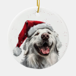 Glücklicher Kuvasz-Hund Weihnachten Personalisiert Keramik Ornament