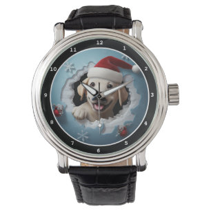 Glücklicher Labrador Retriever Welpe Winterurlaub Armbanduhr
