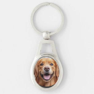 Glücklicher lächelnder Golden Retriever Hund Schlüsselanhänger