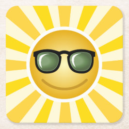 Glücklicher lächelnder Sun Rechteckiger Pappuntersetzer