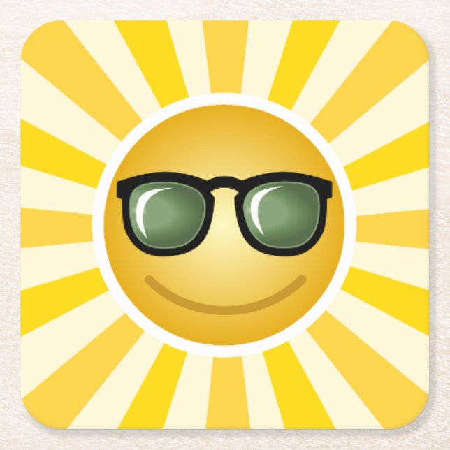 Glücklicher lächelnder Sun Rechteckiger Pappuntersetzer (Vorderseite)