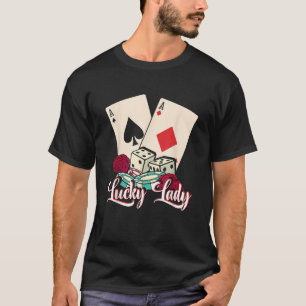 Glücklicher Lady-Poker-Spieler Glücksspiel-Casino- T-Shirt