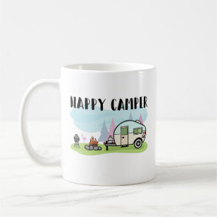 Glücklicher Lagerbewohner-Camping Glamping Kaffeetasse