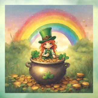 Glücklicher Leprechaun-Dame Fensteraufkleber