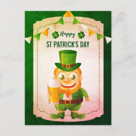 Glücklicher Leprechaun Irisches Lächeln St. Patric Feiertagspostkarte