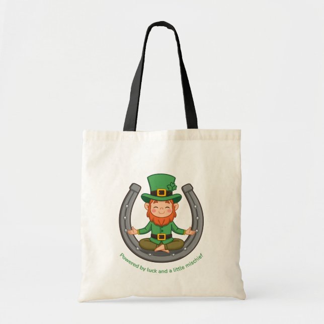 Glücklicher Leprechaun-Meditation Tragetasche (Vorne)