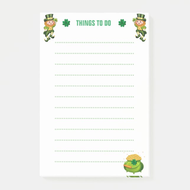 Glücklicher Leprechaun & Shamrocks Lined Dinge zu  Post-it Klebezettel (Vorderseite)