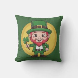 Glücklicher Leprechaun und Klee Kissen