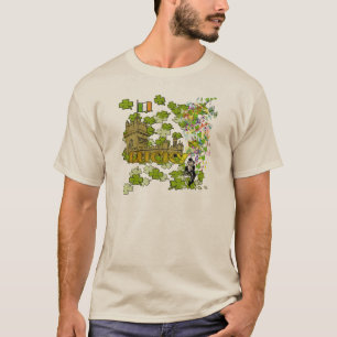 Glücklicher Leprechaun und sein irisches Schloss T-Shirt