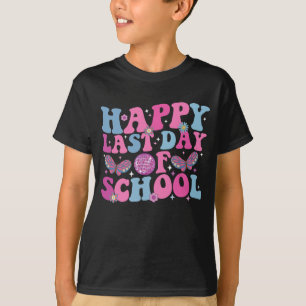 Glücklicher Letzter Schultag Disko-Kugel Groovy Re T-Shirt