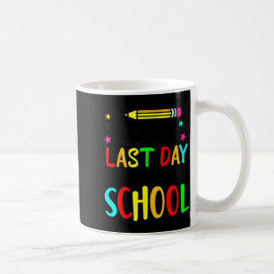Glücklicher letzter Schultag Kinder Lehrer Schüler Kaffeetasse