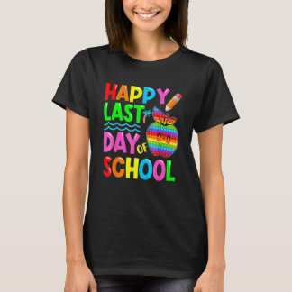 Glücklicher letzter Schultag Pop It Lehrer Schüler T-Shirt