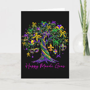 Glücklicher Mardi Gras Perlenbaum Karneval Frauen Karte