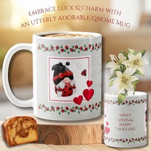 Glücklicher Marienkäfer-Gnom Cottagecore-Becher Kaffeetasse