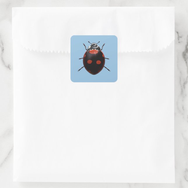 Glücklicher Marienkäfer Quadratischer Aufkleber (Tasche)
