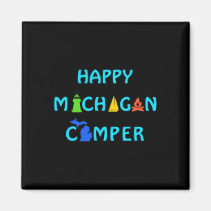 Glücklicher Michigan-Camper für den Sommerurlaub i Magnet