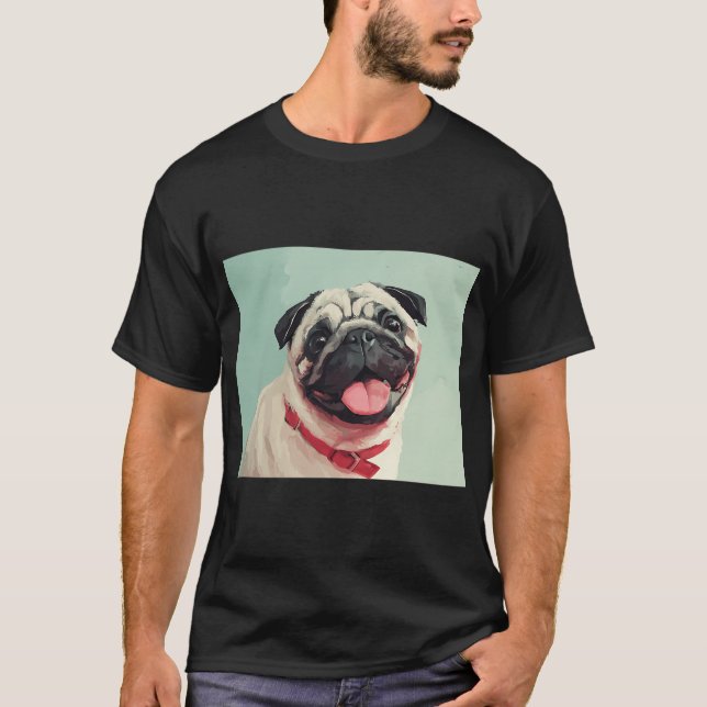 Glücklicher Mops T-Shirt (Vorderseite)
