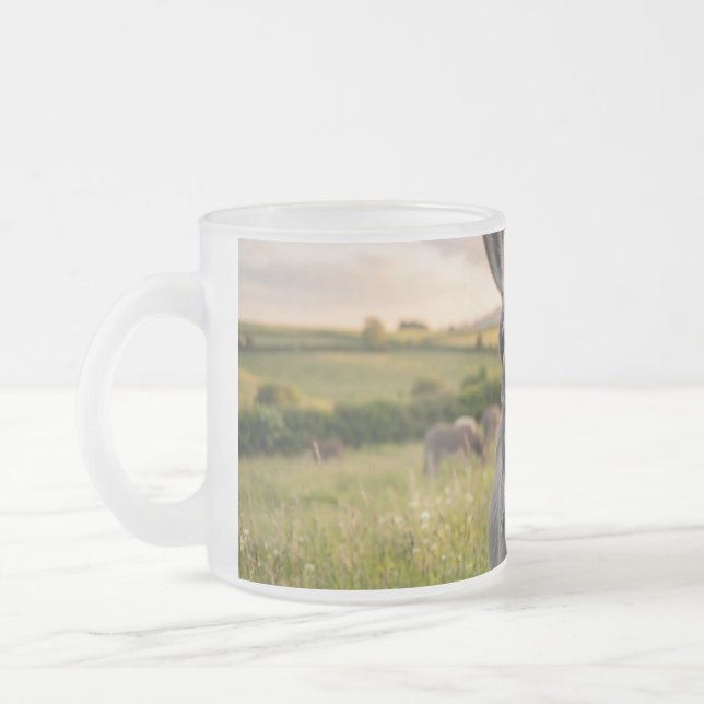 Glücklicher Morgen Esel Mattglastasse (Links)