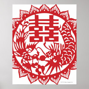 Glücklicher Musterstand für doppeltes Glück Poster