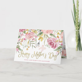 Glücklicher Muttertag| Blume in Gold und Rosa Karte