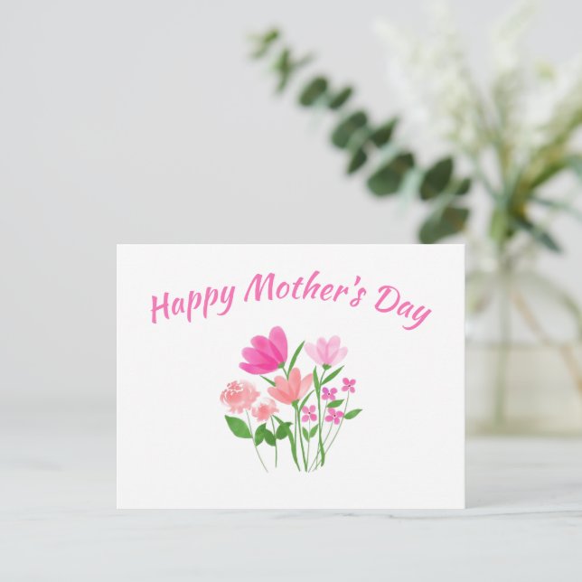 Glücklicher Muttertag - florale Postkarte voller L (Stehend Vorderseite)