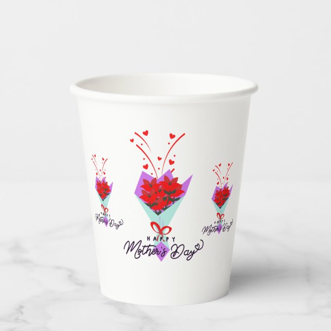 GLÜCKLICHER MUTTERTAG GESCHENK PAPPBECHER (Vorderseite)
