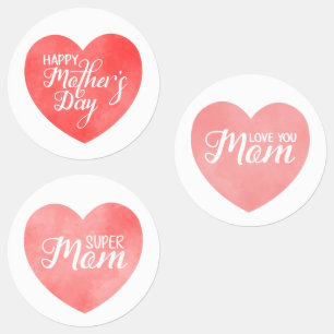 Glücklicher Muttertag im rosa Herz, Mama-Liebe Etiketten