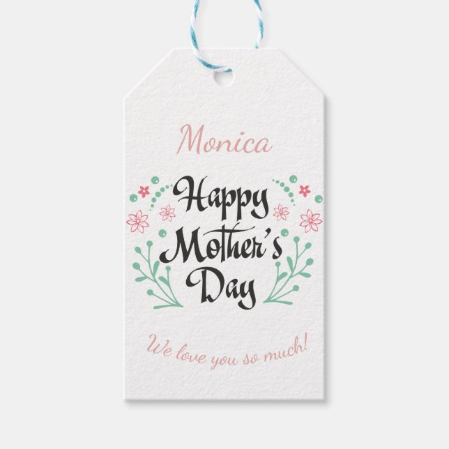 Glücklicher Muttertag mit Blume Brauch Geschenkanhänger (Vorderseite)