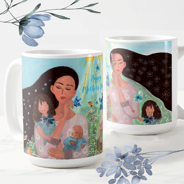 Glücklicher Muttertag mit Kindern Kaffeetasse (Happy Mother's Day with kids Coffee Mug)