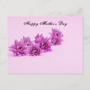 Glücklicher Muttertag mit lila Blume auf Rosa Postkarte