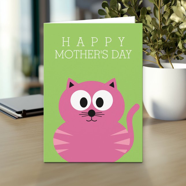 Glücklicher Muttertag mit Niedlicher rosa Katze Karte (Personalized Mother's Day Greeting Card)