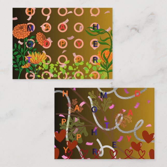 GLÜCKLICHER MUTTERTAG MITTEILUNGSKARTE (Vorne/Hinten)