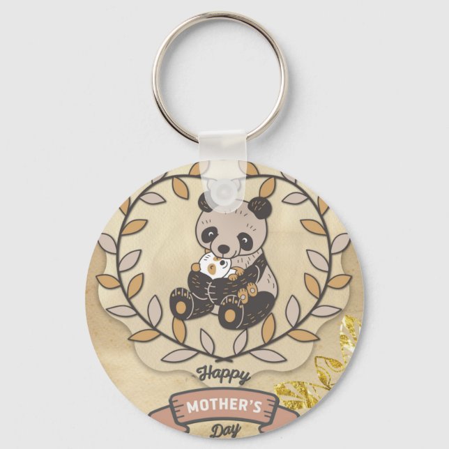 Glücklicher Muttertag Niedlicher Spaß Panda Bär Schlüsselanhänger (Vorderseite)