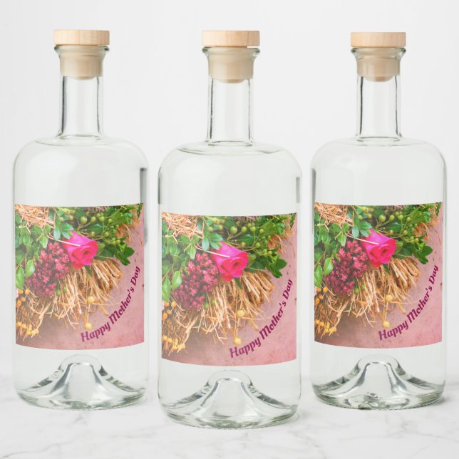 Glücklicher Muttertag, Personalisiert Alkoholflaschenetikett (Flaschen)